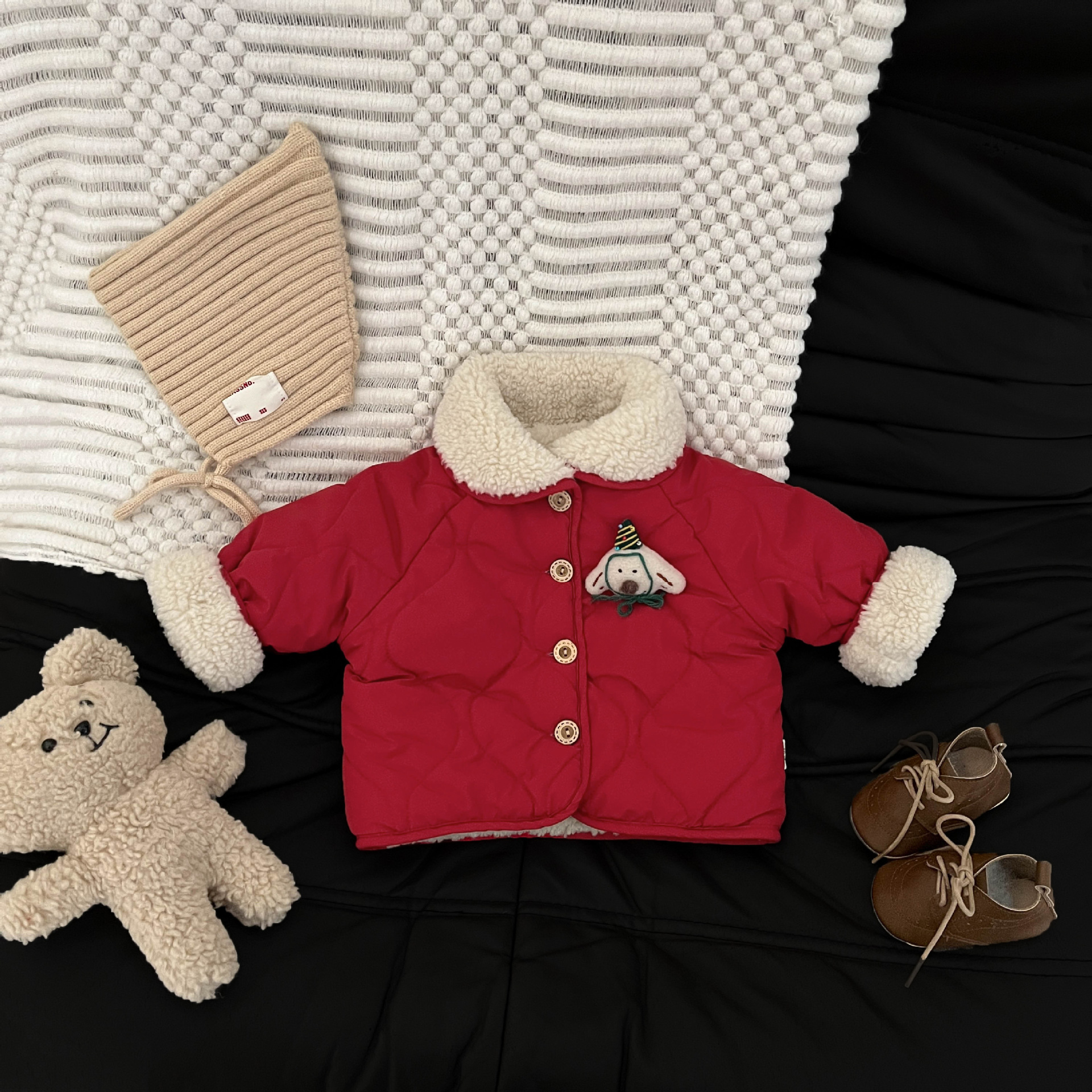 Boys Red New Year Outfit Set Winter Super-Cute Padded