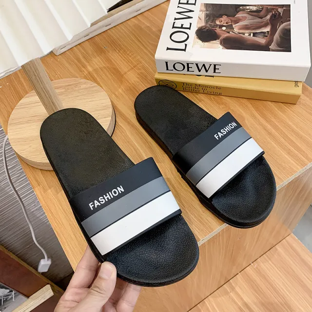 Bathroom Slippers Women's Indoor And Outdoor Home Slippers Three Bars Printing 40To41 - Shop at LoveMi