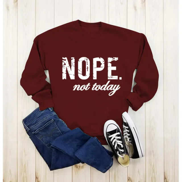 Women's Printed Round Neck Pullover Fashion Sweater Wine Red - Shop at LoveMi