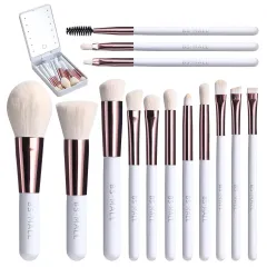 Rechargeable Luminous Mirror Portable Makeup Brush Suit - White Without Logo - View 1