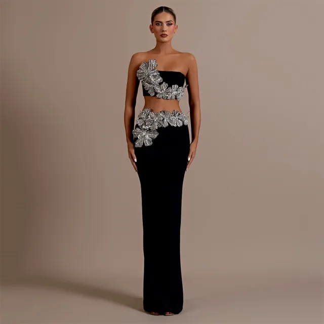 Heavy Industry Set Diamond Tube Top High Waist Skirt Black - Shop at LoveMi