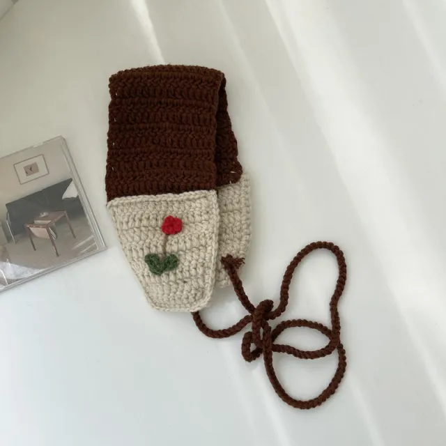 Handmade Knitted Lace up Ear Warmer Girl Earmuffs Autumn And Winter Brown - Shop at LoveMi