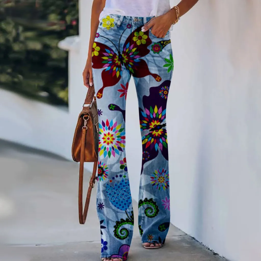 Summer New Flower-bird Print Women's Trousers - 7 Style-L