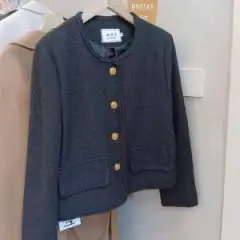 Women's Green Wool Classic Style Coat Top - Black - View 1