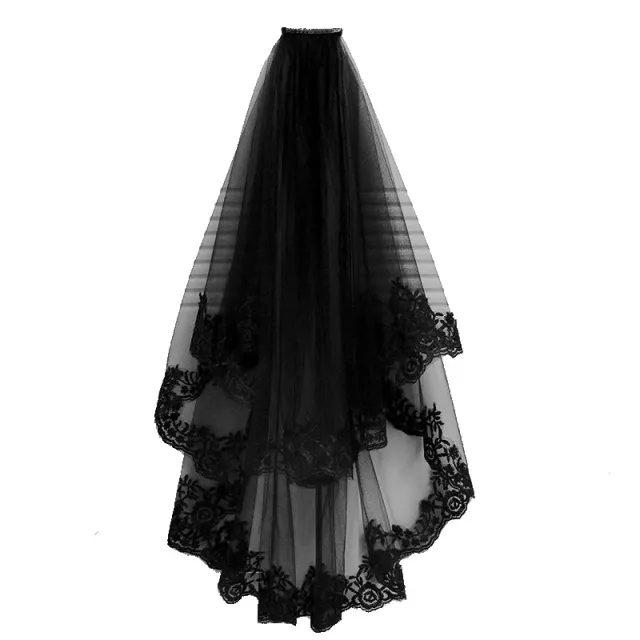 Black Veil Short Lace Headdress Spiritual Love Wedding Clothes Party Photo Veil Veil Black - Shop at LoveMi