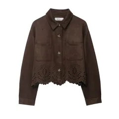 Women's Hollow-out Hem Top And Pants - Top-M - View 1