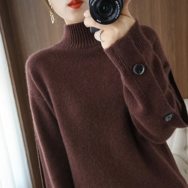 Women's Solid Color Casual Knitted Base Layer Top Brown - Shop at LoveMi