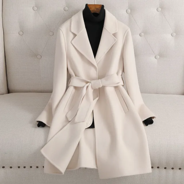 Autumn And Winter New Double sided Cashmere Coat Beige - Shop at LoveMi