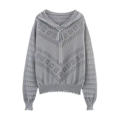 Women's Idle Style Casual Loose All-matching Long Sleeve Top Fashion - Grey - View 1