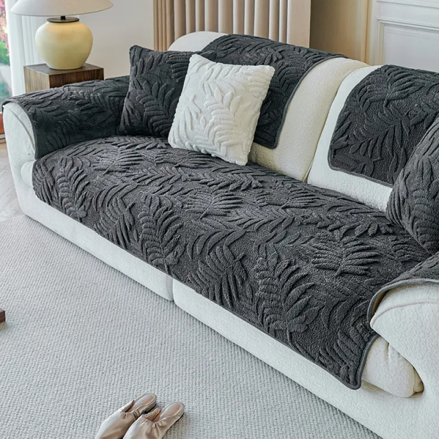 Sofa Cushion Thickened Short Plush Non slip Cover Cover Cloth Dark Gray - Shop at LoveMi