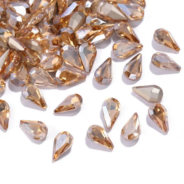 New Water Drop Pointed Bottom Transparent Manicure Jewelry DIY Clothing Phone Case Diamond Decorations Nail Patch Nail Ornament F1 01 Champagne - Shop at LoveMi