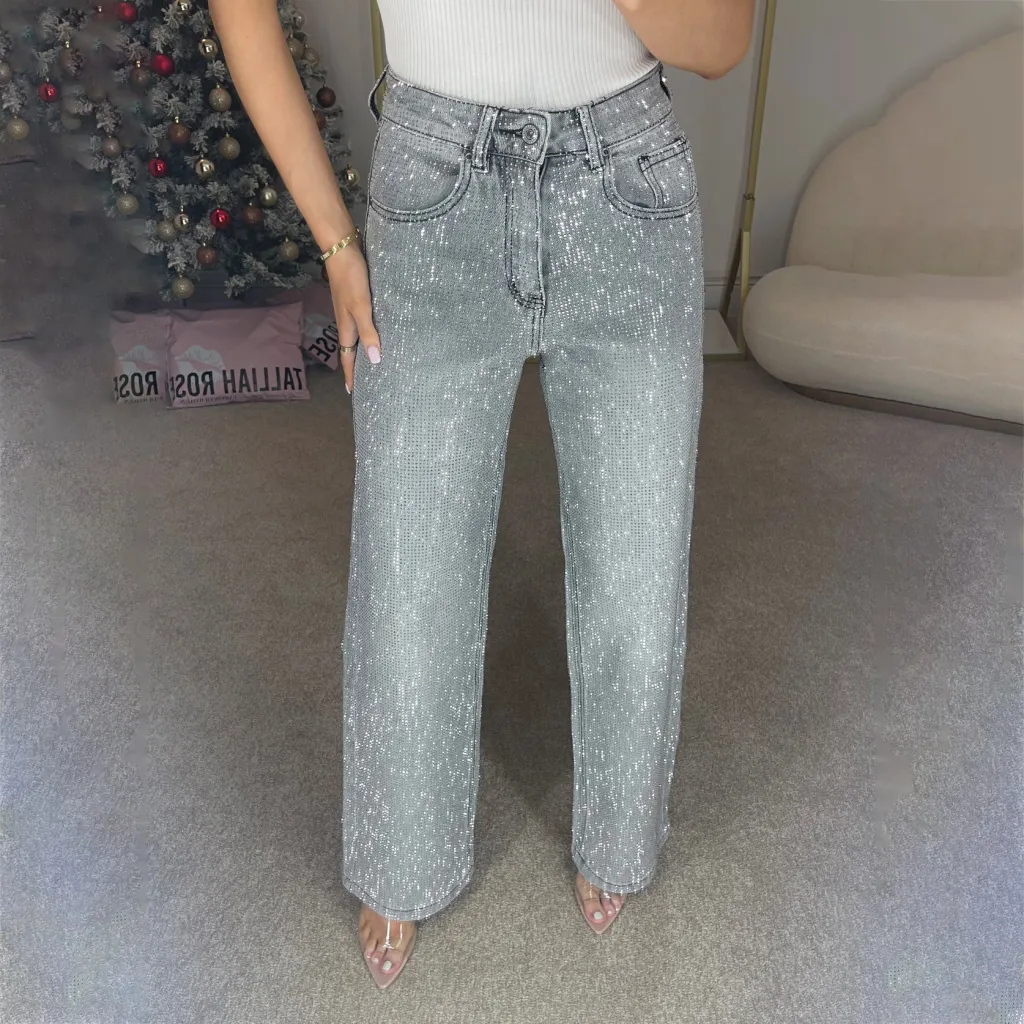 Summer High Waist All-matching Pants Women's Denim - Gb2568 Light Grey