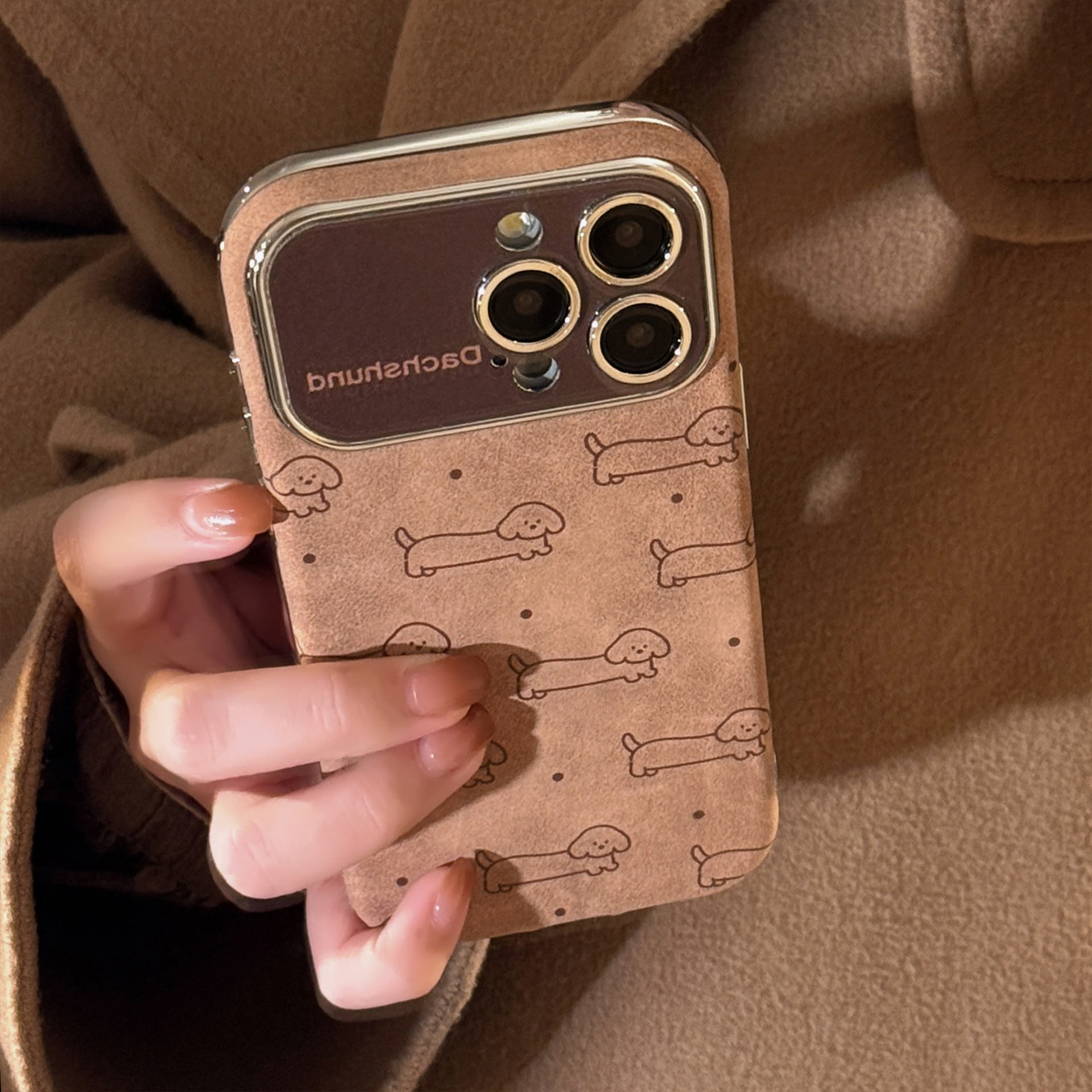 Line-design Plush Phone Case With Lanyard Full-body Protection