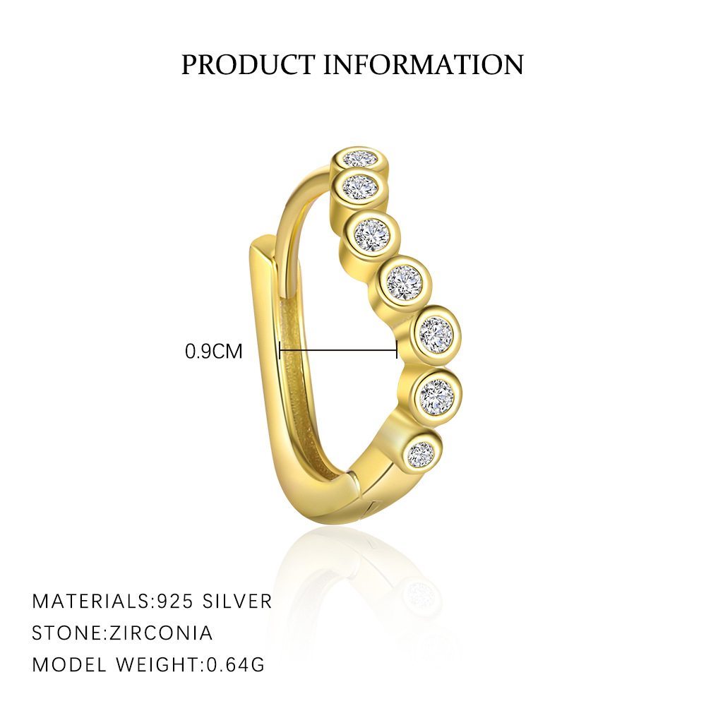 S925 Sterling Silver Light Luxury Inlaid Zircon Trendy Earrings