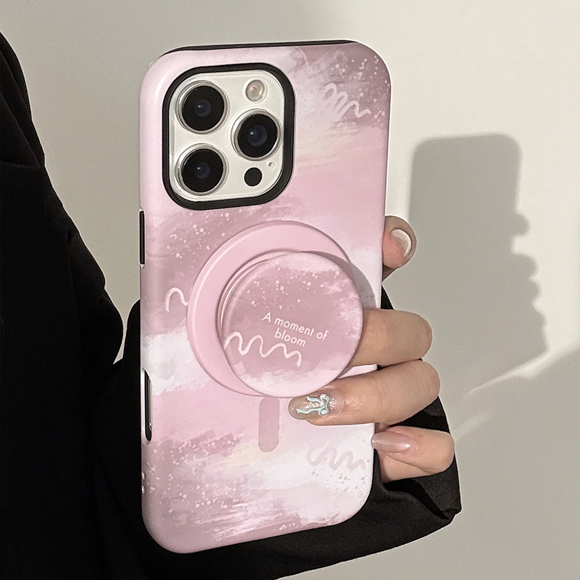 Magnetic Phone Case With A Pink-brown Gradient Design And Built-in Stand