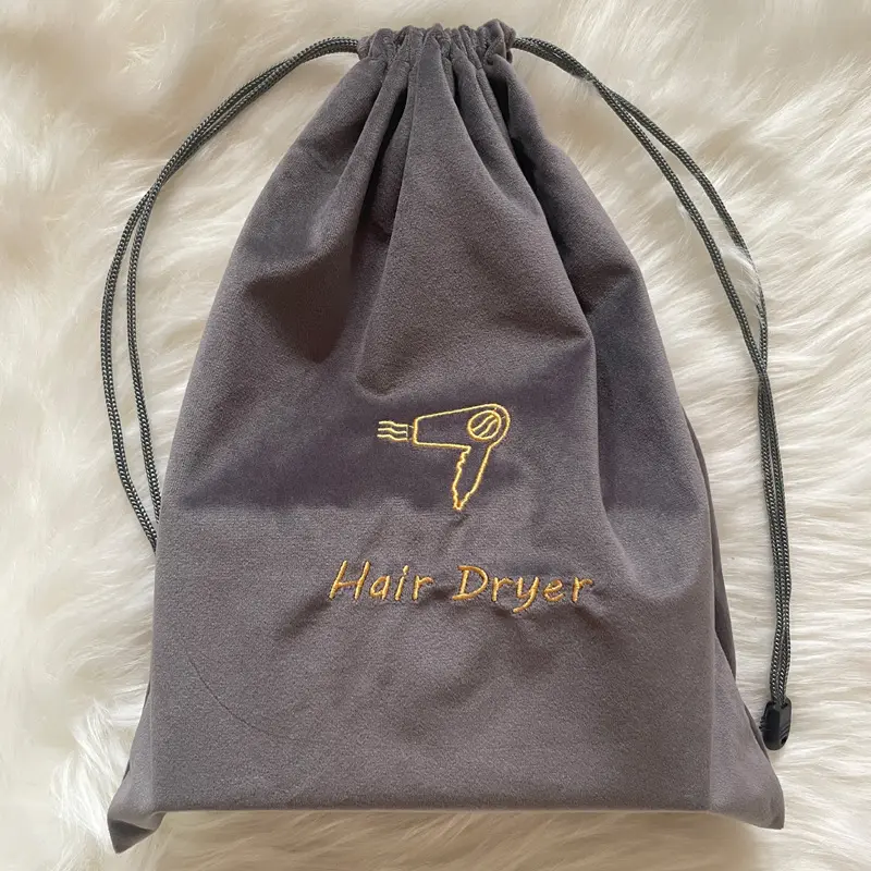 Home Hotel Flocked Fabric Hair Dryer Storage