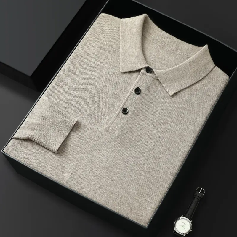 Spring And Autumn New Fashion Casual Polo Collar Long-sleeved Sweater Men