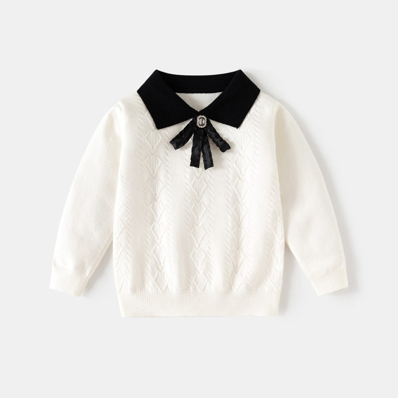 Versatile Girls Lapel Knitted Bottoming Shirt