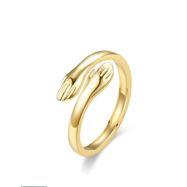 Love's Warm Embrace Titanium Steel Ring Gold - Shop at LoveMi