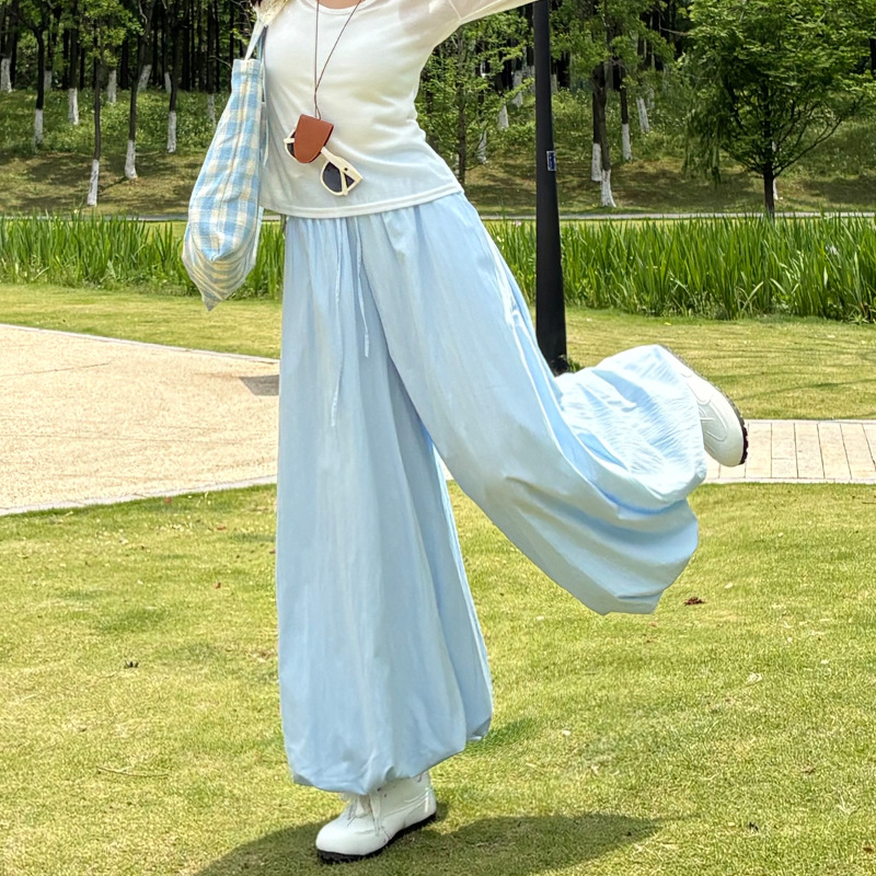 Cropped Casual Wide-leg Pants A Laid-back Voluminous Lantern-style Design
