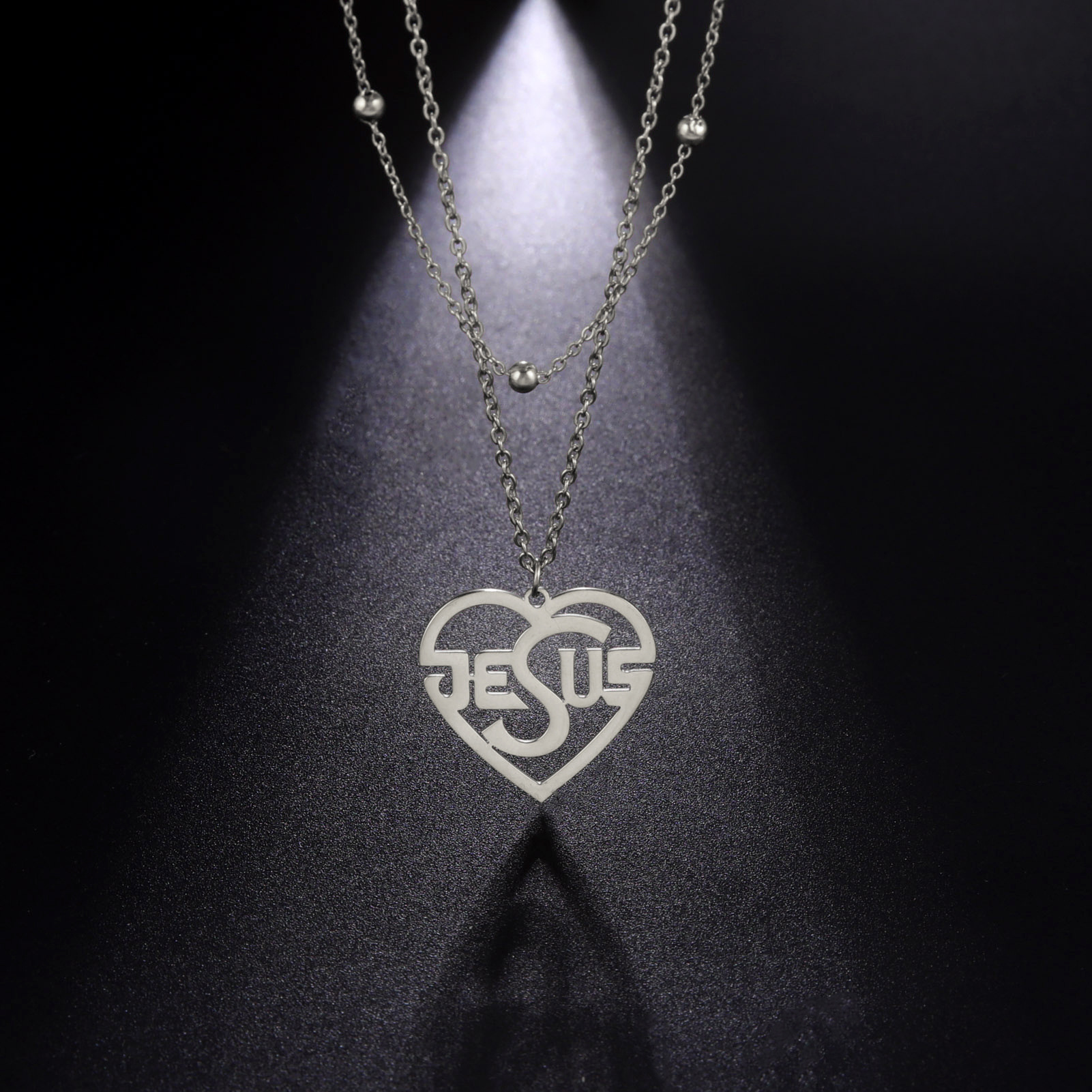 Women's Fashion Heart-shaped Titanium Steel Double-layer Necklace With Letters