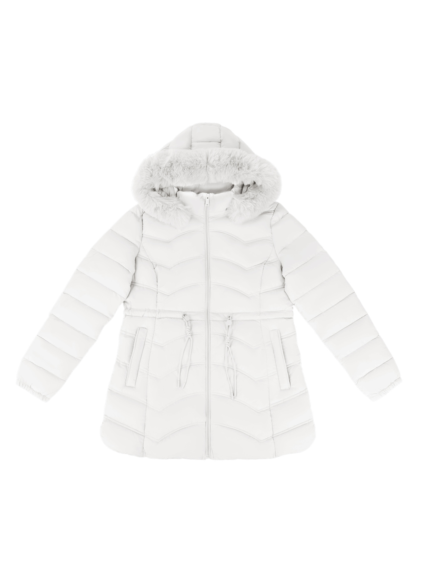 Women's Coat With Detachable Fur-trimmed Hood And A Cinched Waist For A Slimming Fit - Image 7