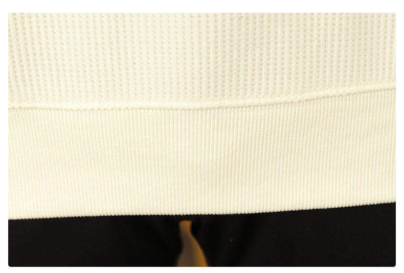 Men's Geometric-Pattern Crew-Neck Sweater - Apricot knit texture and ribbed hem close-up