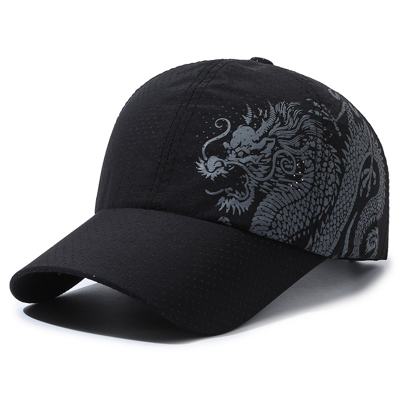 Hat Men's Chinese Style Printed Dragon Baseball Cap Polyester - Image 9