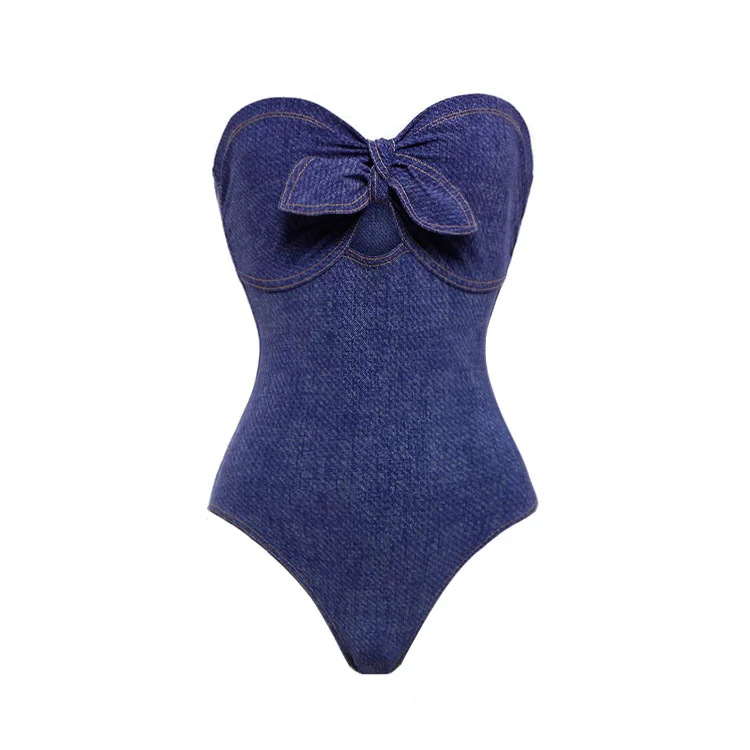 Y258 Denim Color Swimsuit