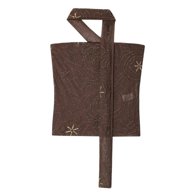 Camisole Sleeveless Vest Sequined Halter Backless Top Brown - Shop at LoveMi
