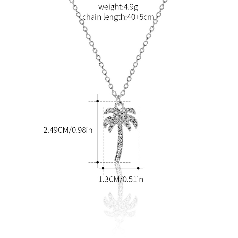 Female Rhinestone Gemstone Coconut Tree Pendant Necklace
