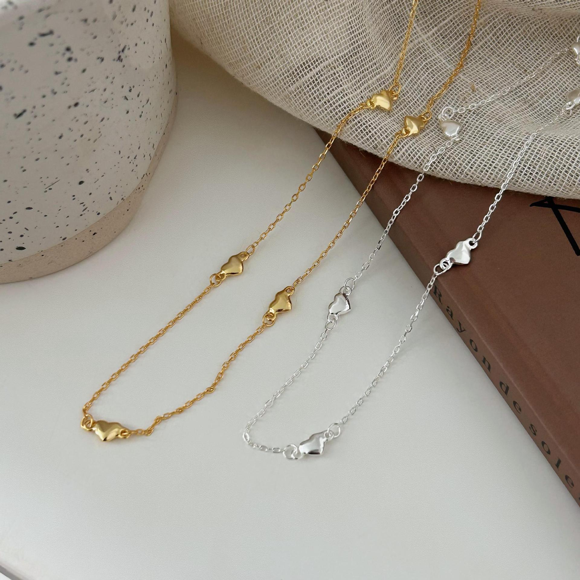 925 Sterling Silver Loving Heart Necklace Simple Temperament Internet Celebrity Necklace