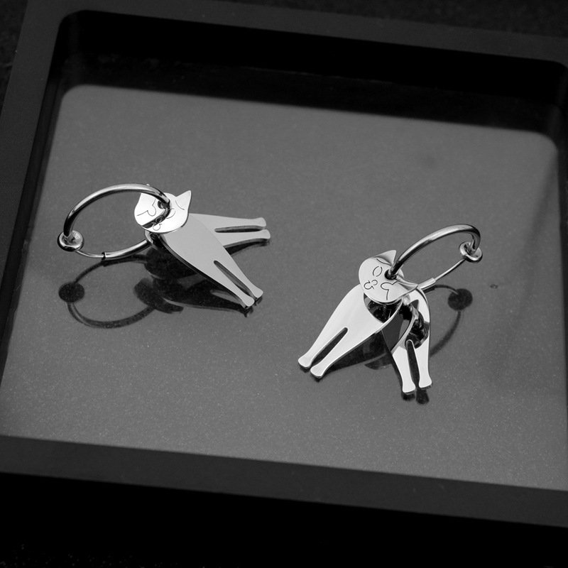 Stainless Steel Combination Activity Kitten Cat Keeper Ear Studs