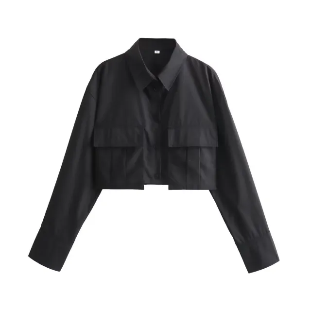 Women's Short Shirt With Pockets Black - Shop at LoveMi