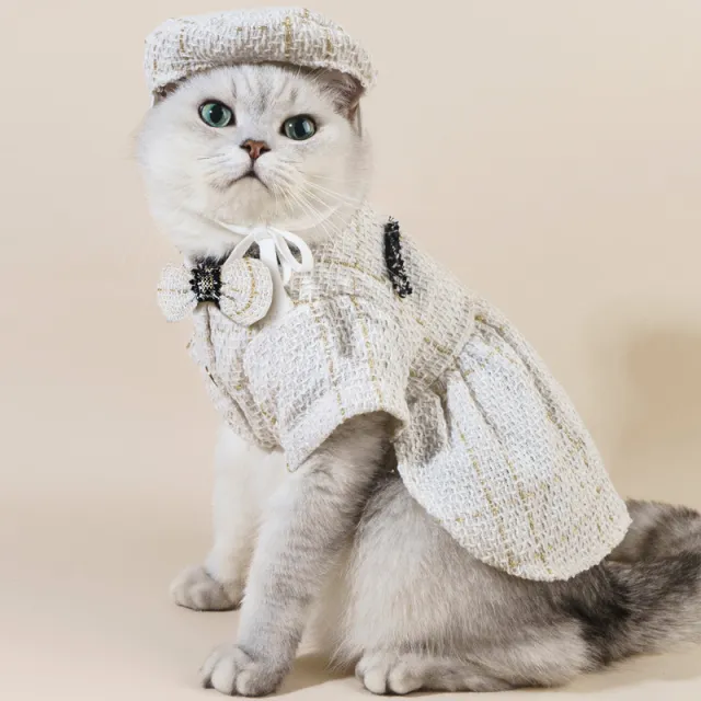 Cat Accessories Classic Style Matching Hat Coat Skirt White Collar Knot Hat - Shop at LoveMi