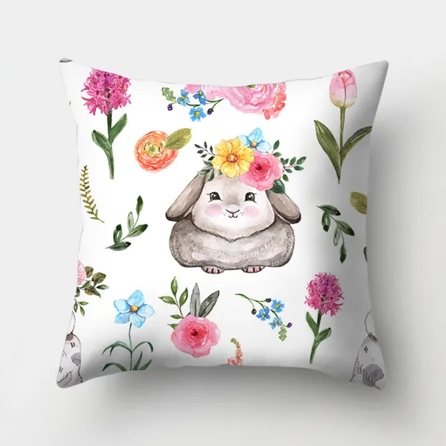 Easter Bunny Watercolor Garland Peach Skin Fabric Home Decoration Pillow Cover Fh0013 - Shop at LoveMi