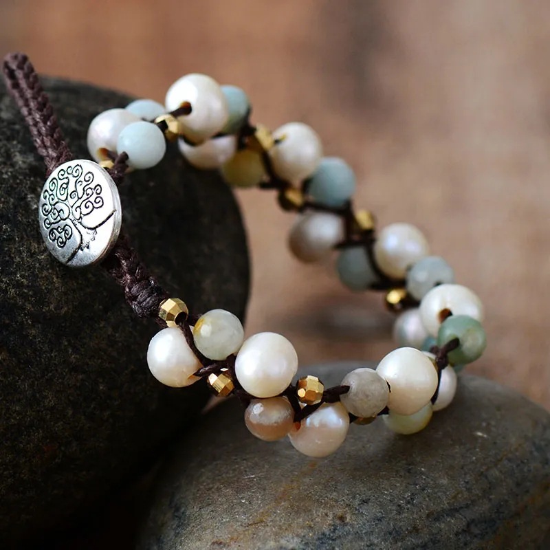 Natural Freshwater Pearl Hand-Woven Adjustable Bracelet