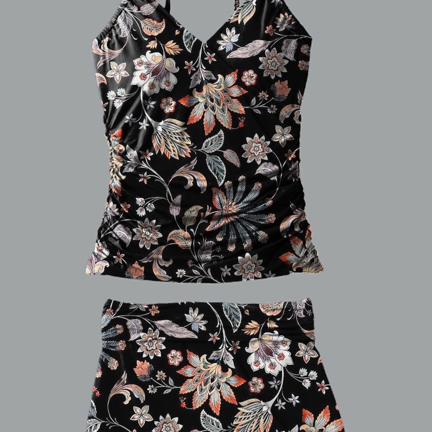 Womens Creative Floral-Print One-Piece Swimsuit