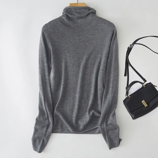 Wool Seam Pile Collar Sweater Smoky Gray - Shop at LoveMi