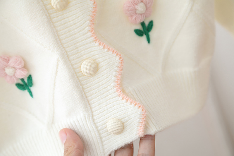Girls' Fashion Personality Sweater Flower Cardigan - Image 7