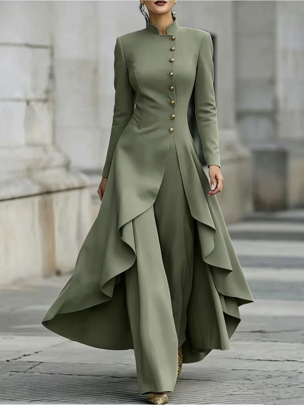 Fashionable Solid-color Belted Suit Set For Women