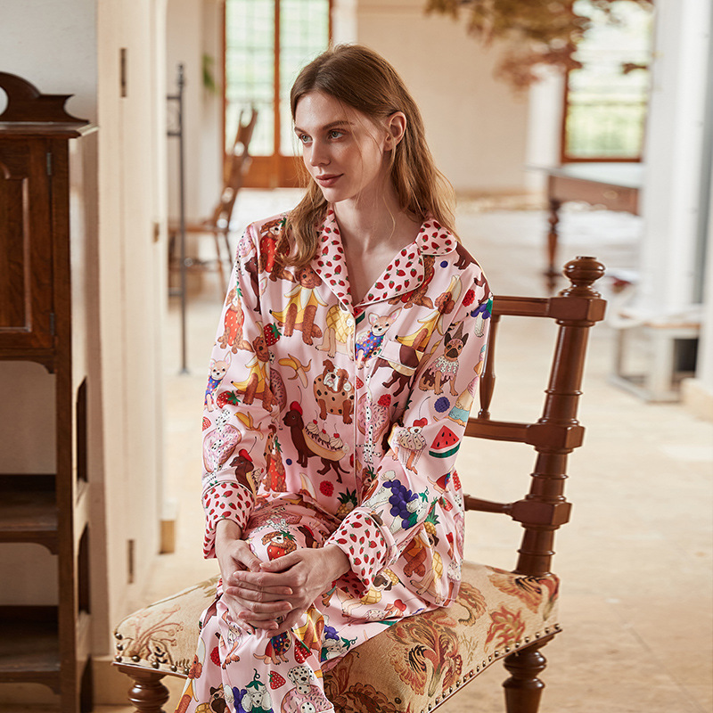 Sweet And Cute Floral-print Island-themed Winter Fleece-lined Loungewear