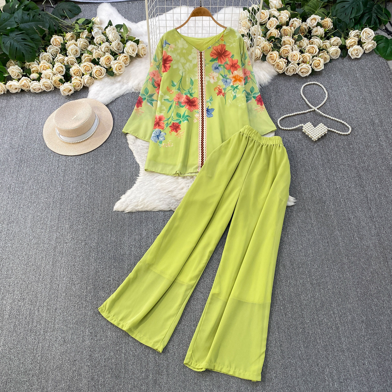 Skin-friendly Breathable Long-sleeve Top And Casual Long Pants Set