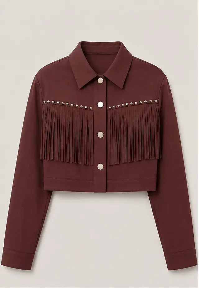 Fringe Faux Suede Short Womens Jacket