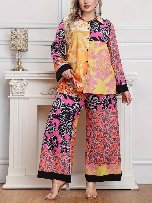 Ethnic Geometric Long Sleeve Shirt Trousers Suit Wg18Wr06Zn241031T001 3Xl - Shop at LoveMi