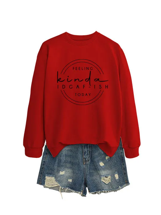 Elegant Women's Round Neck Long sleeved Sweater Bright Red Black Font - Shop at LoveMi
