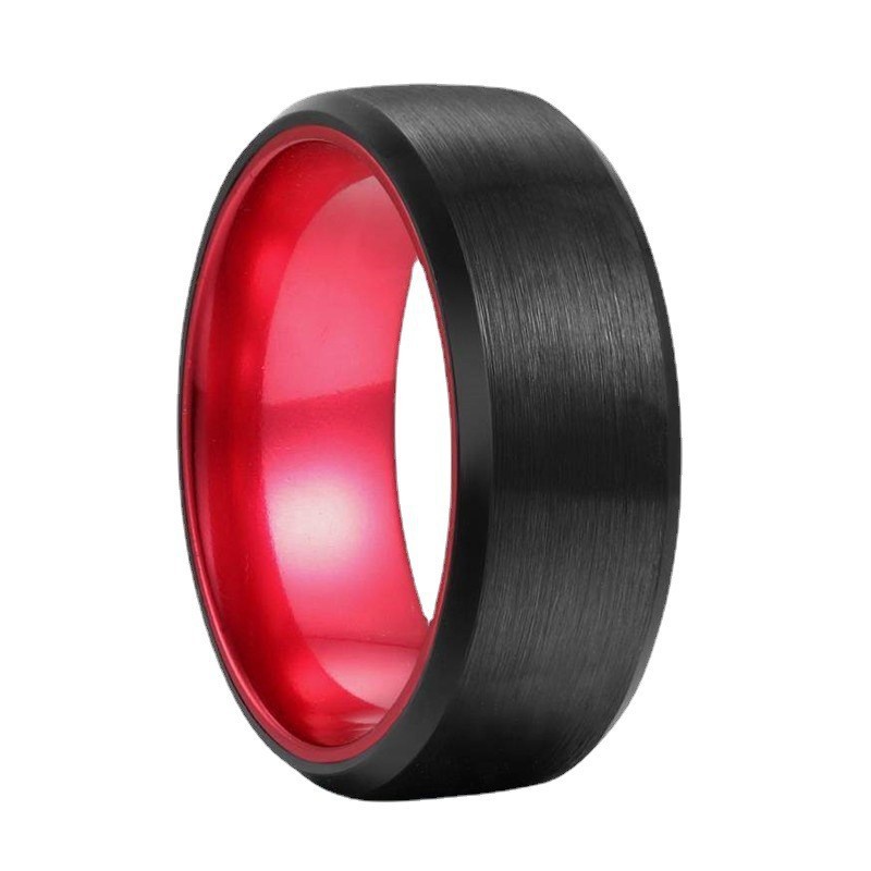 European And American Simple Two-color Bevel Tungsten Gold Width 8mm Unisex Tungsten Ring