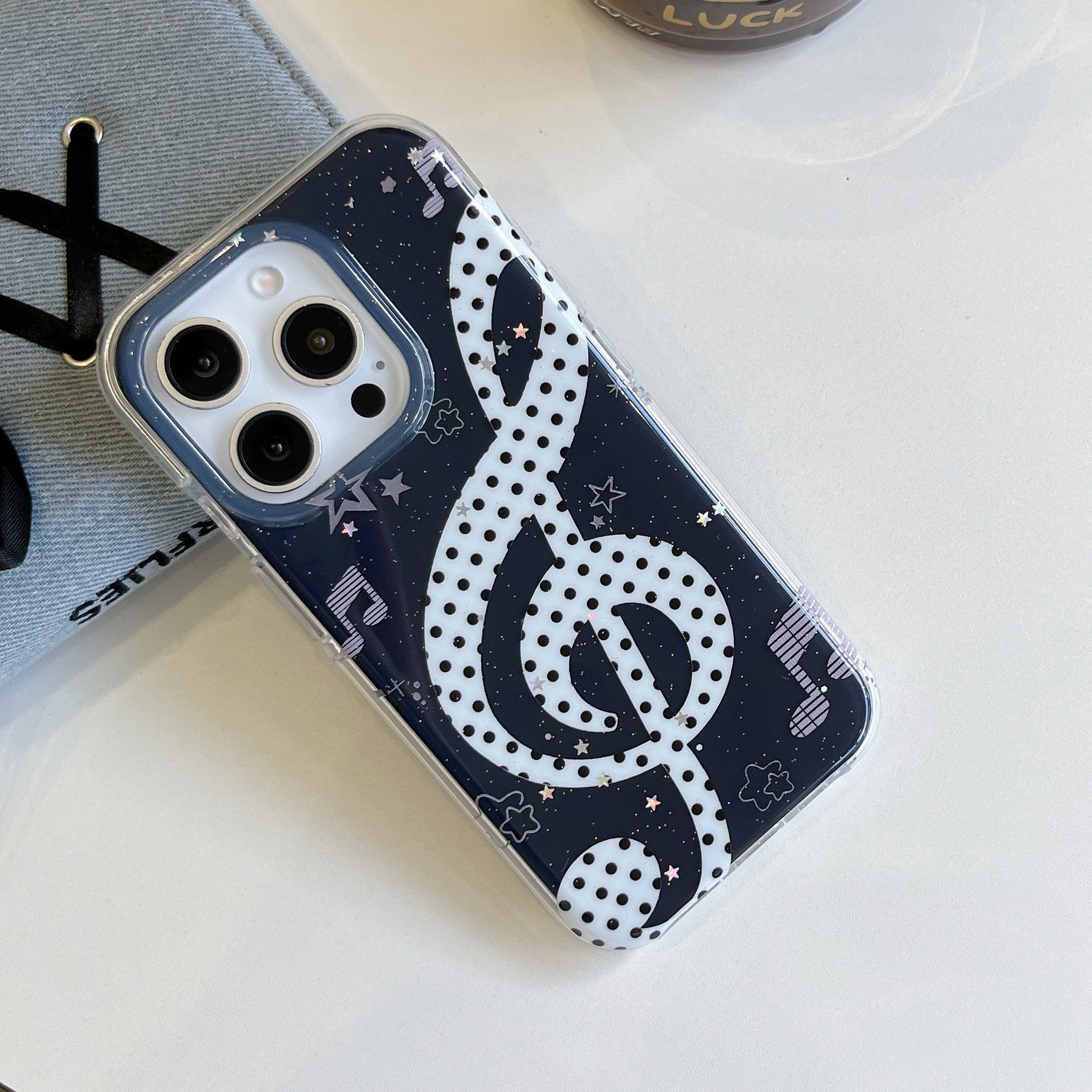 Minimalist Design With A Full-screen Pattern Of Stars And Musical Notes