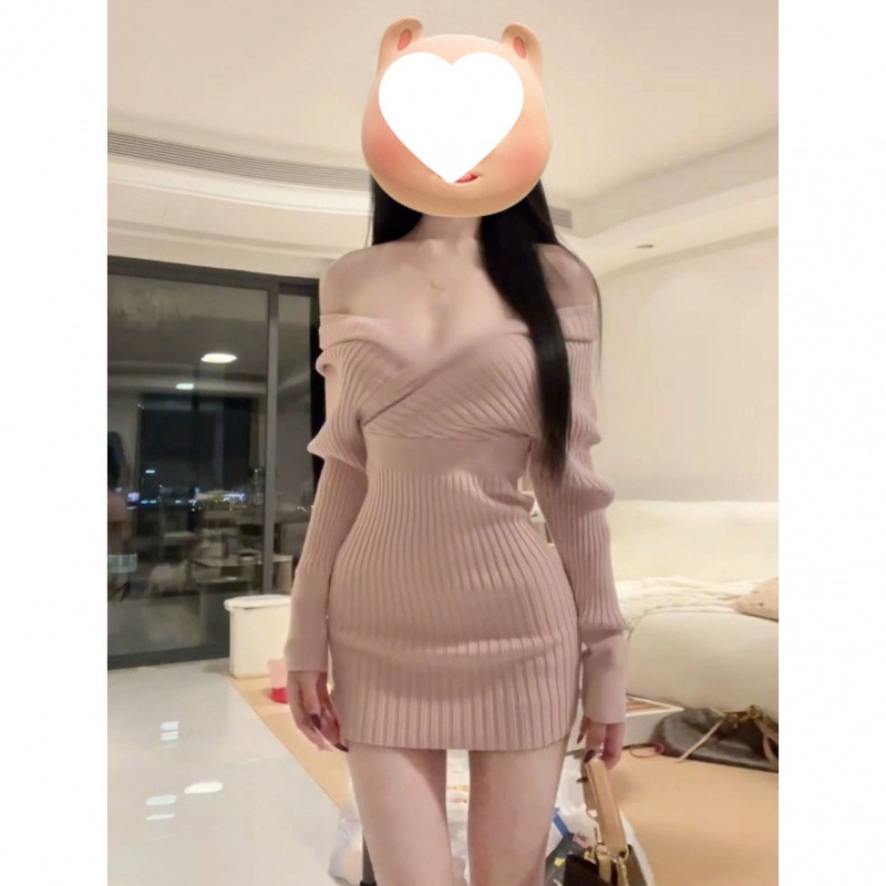 Long Sleeve Womens Sheath Dress For Fallwinter With A V Neck 7