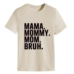 Letter Fashion Round Neck Women's Short Sleeve T-shirt Cross-border Foreign Trade - Sand Black Font - View 1